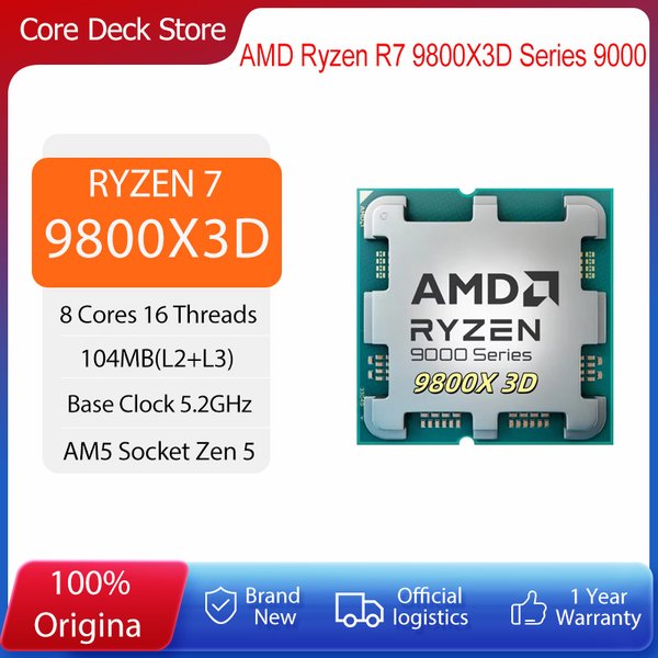 AMD Ryzen 7 9800X3D Prozessor 8-Kern 16-Thread 104MB Game-Cache Beschleunigungsfrequenz 9800X3D V-Cache Spiele-Prozessor 5,2GHz CPU