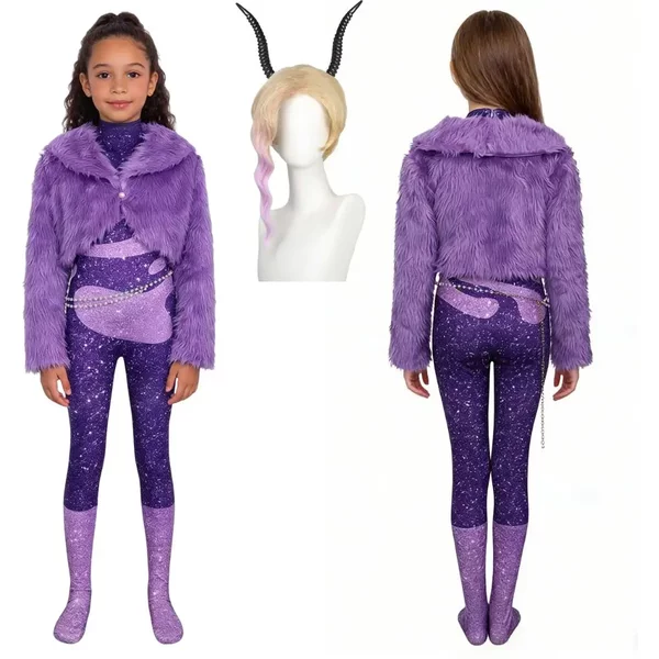 Gazelle Cosplay Kostüm Kinder Mädchen Overall Stirnband Perücke Fantasia Rollenspiel Outfits Halloween Karneval Verkleidung Kleidung