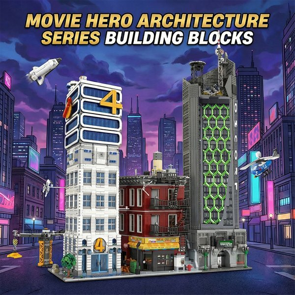 Filmhelden-Architektur-Serie Bausteine Film-Architektur Modulares Baustein-Modell für Erwachsene Sammlerstücke Geschenke