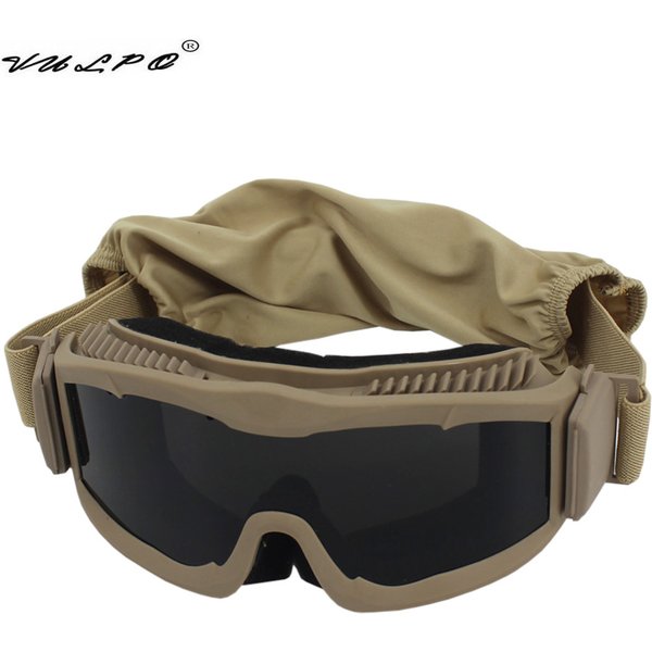 VULPO Tactical Goggles Airsoft Paintball Shooting Goggles Windproof Anti Fog Glasses Hiking Mountaineering Glasses