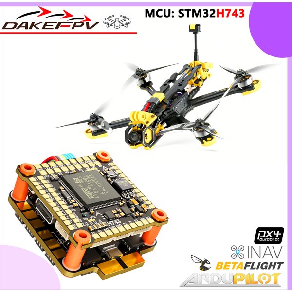 DAKEFPV H743 FC 6S 55A STACK 4IN1 ESC Blheli_S Bluejay 8bit H743 compatible Betaflight Ardupilot pour drone RC FPV 5 pouces DIY