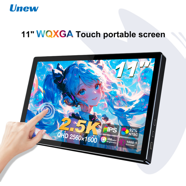 Unew 11 Zoll 2,5K Touch Tragbarer Monitor 2560x1600 Typ-C HDMI Display für Laptop Mac PC PS Switch