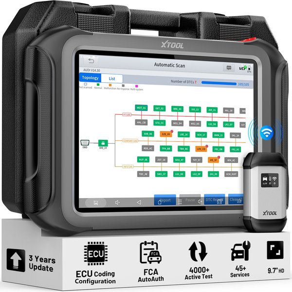 XTOOL D9S Autodiagnosetool ECU-Codierung 45+ Resets Schlüsselprogrammierung FCA AutoAuth DOIP CANFD Topologie D9 Kfz-Scanner