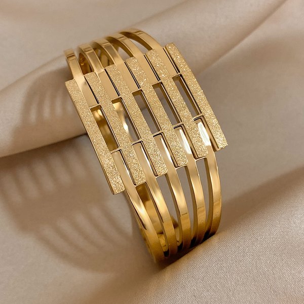 Greatera – Bracelets larges géométriques épais en acier inoxydable pour femmes, en métal plaqué or, bijoux imperméables, 2023