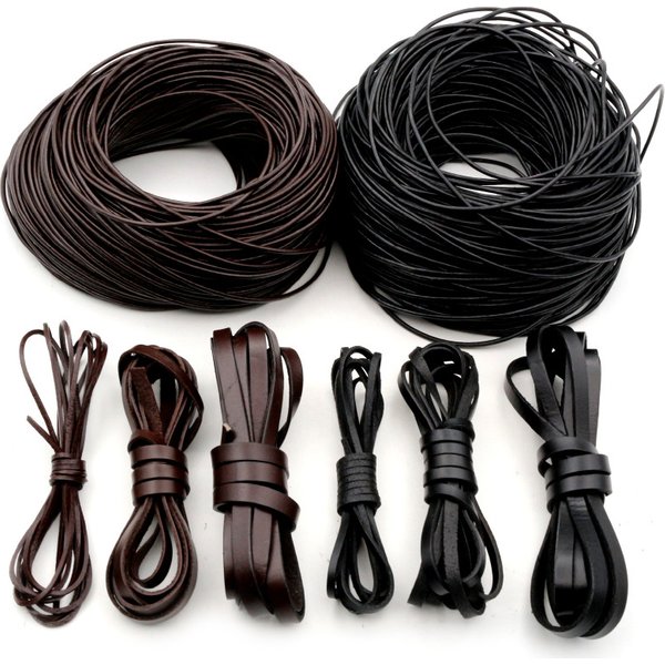 2-5 m/lot 1-8mm véritable cuir de vache rond/plate brin string cordon bracelet à bricoler soi-même résultats corde chaîne pour accessoires de fabrication de bijoux