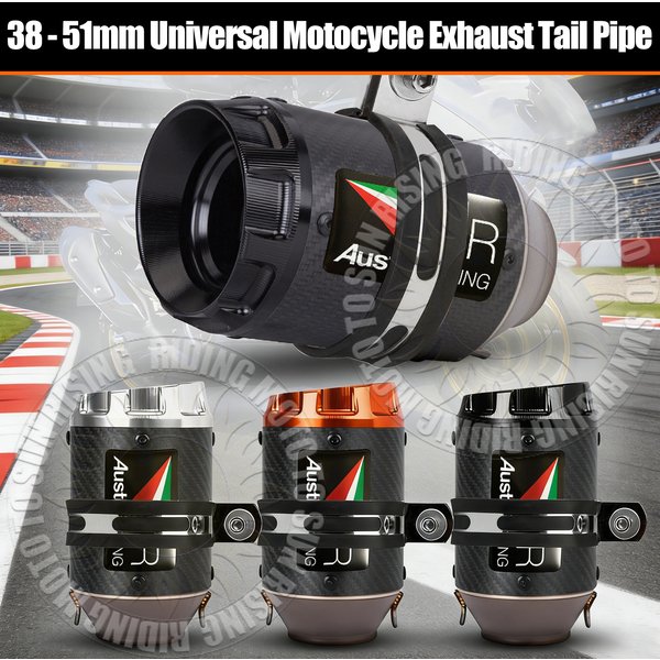 Uniwersalny tłumik wydechu motocyklowego AR, rura wydechowa 38mm 51mm, włókno węglowe, stal nierdzewna, końcówka z DB Killerem, końcówka CNC ALU