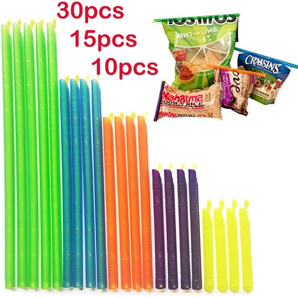 30 pièces/15 pièces ensemble de Clips de sac sacs de collation alimentaire Clips de scellage bâton de scellage scellant de conservation des aliments organisateur de stockage de cuisine réutilisable