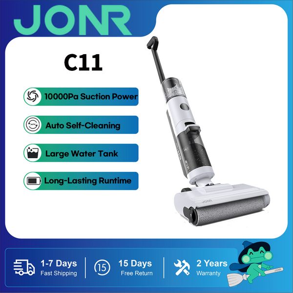 JONR C11 Kabelloser Nass-Trocken-Staubsauger, Lufttrocknende Kantenbürste, Staubsauger-Wischer, Bodenreinigungs- und Trocknungsgerät für den Haushalt, 3-in-1-Reinigung