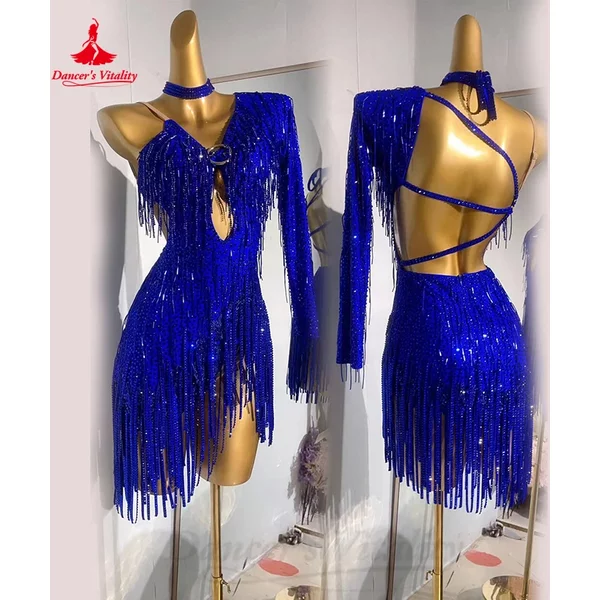 Robe de danse latine pour femmes et enfants, personnalisée, Rumba Chacha Tango, manches simples, vêtements de Performance, jupe, robes latines