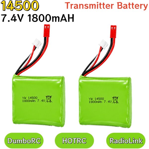 Batterie Lipo 7.4V 1800mAh 14500 avec prise JST pour DumboRC DDF350 X10P HOTRC CT88A RadioLINK RC6GS Transmitter RC Car Parts