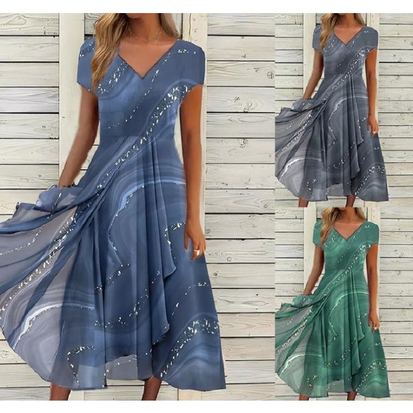 Robe mi-longue à col en V pour femmes, robes douces, patchwork de bureau, vêtements éducatifs, mode décontractée, été, 2025