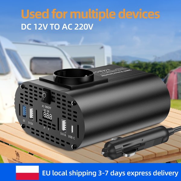 4000W Stromwechselrichter, DC 12V zu 220V Auto-Adapter, Kfz-Konverter für Kleine Kühlschränke, Fernseher, Drohnen, Ventilatoren, Heim- und Campinggebrauch