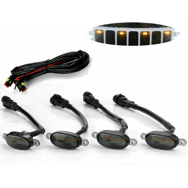 4Pcs Front Grille LED Light For Jeep 2003 To 2021 Front Grille LED Light Raptor Style Grill Car Accessories