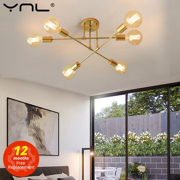 Modern LED Ceiling Lights Industrial Iron Black/Golden Nordic Minimalist Home Decoration Living Room Dining Room Ceiling Lamps