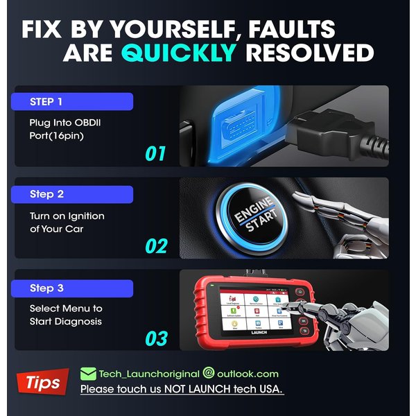 LAUNCH OBD2-Scanner, Kfz-Codeleser, Auto-Diagnosewerkzeug, Autoscanner, Diagnostik-Codeleser 129X OBDII, lebenslange kostenlose Updates