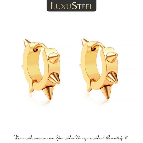 Boucles d'oreilles de luxe Punk Spike Rivet Huggies pour hommes femmes unisexe en acier inoxydable 316L gothique Rock bijoux de fête 2 pièces