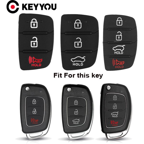 KEYYOU – coque de clé en Silicone souple, 3 ou 4 boutons, coque de clé télécommande de voiture pour Hyundai HB20 SANTA FE IX35 IX45