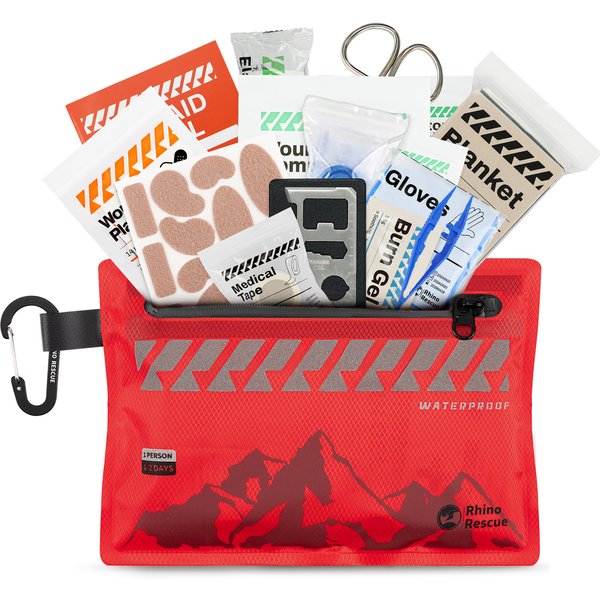 Rhino Rescue Petit trousse de premiers secours – Kit médical ultraléger et étanche pour randonnée, sac à dos, cyclisme, véhicules de voyage