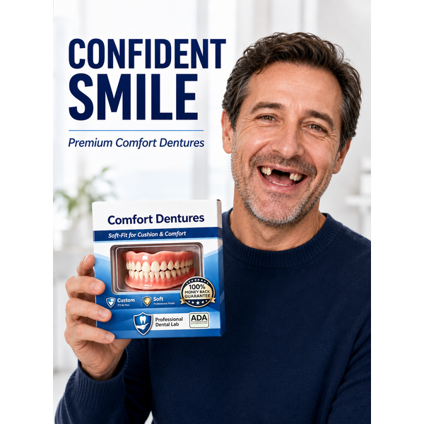 Silicone Dentures,Box,Upper Lower Full Mouth Silicone Dentures,Lifelike Fake Teeth, Ideal For Daily Oral Care Confidence Boost