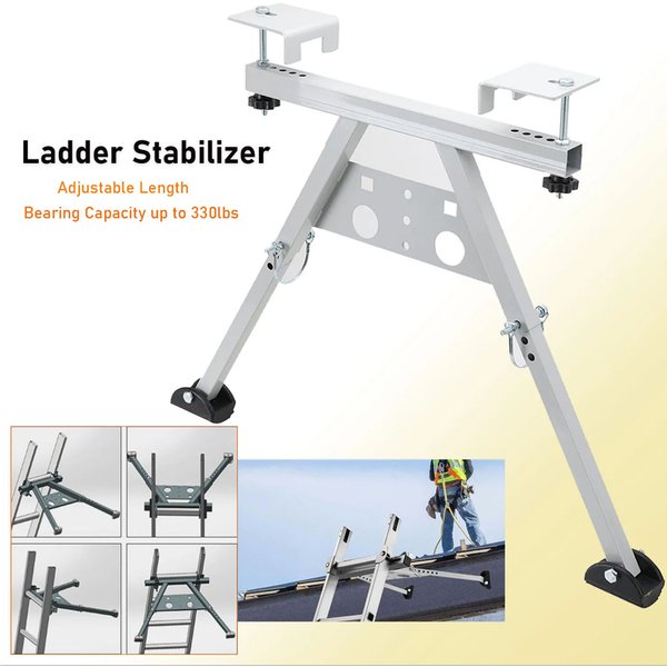 Hochleistungs-Leiter-Stabilisator für Dach, Verstellbare Rutschfeste Dach-/Wand-/Dachrinnen-Sicherheitsverlängerungshalterung, Trägt 150 kg, Dachleiter-Haken-Set für Dachwartung, Malerarbeiten,