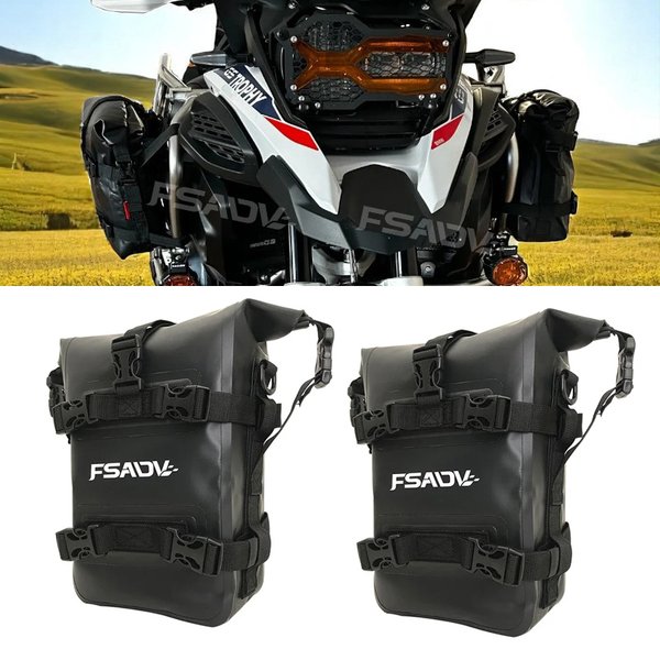 Sac de pare-chocs de moto étanche 5L-8L, sac de cadre latéral de moto, sac de barre de sécurité de moto, sac de rangement d'outils universels 1/2 pièces