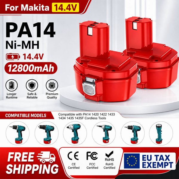 Für Makita PA14 14,4V 12,8Ah Ni-CD Ersatz-Akku, passend für 1420 1434 1435 1051D 6236D 8433D ML140 6280D 6281D 6381D, schneller Versand aus Polen.