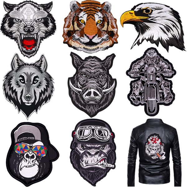 Punk Animal Patch Large Embroidery Patch Iron On Patches For Clothing Thermoadhesive Patches For Jackets Sewing Motorcycle Patch
