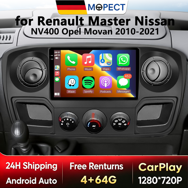 4+128G Android Car Radio for Renault Master 3 III 2011-2021 Nissan NV400 Opel Movano Wireless Carplay Car Multimedia GPS 2din car radio Head Unit DAB+ DVR Dash Camera