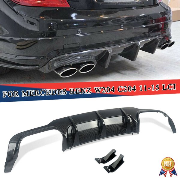 Für Mercedes C-Klasse W204 C204 2012-2014 Heckdiffusor Spoilerlippe Splitter Karosserie-Upgrade-Kit Carbon-Optik AMG-Stil