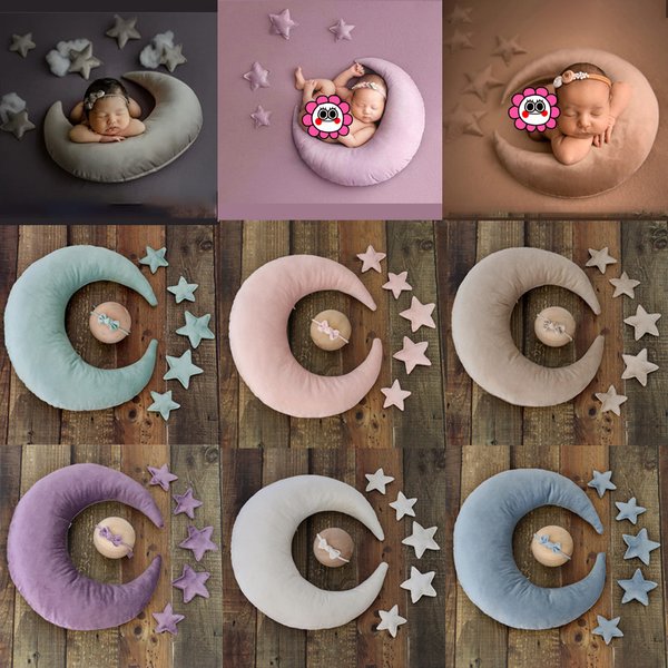❤️Newborn Photography Props Accessories Posing Crescent Pillow+Headband+Stars 7Pcs/Set Studio Baby Photo Decoration Fotografia