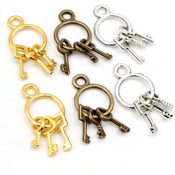 24X13mm 10 pièces Antique argent plaqué Bronze plaqué or porte-clés pendentif à breloques fait à la main: bricolage pour bracelet collier