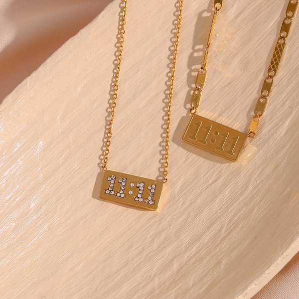 E.B.belle – collier avec chiffres d'ange porte-bonheur 11:11 pour femmes, bijoux en acier inoxydable plaqué or, étanche et sans ternissement