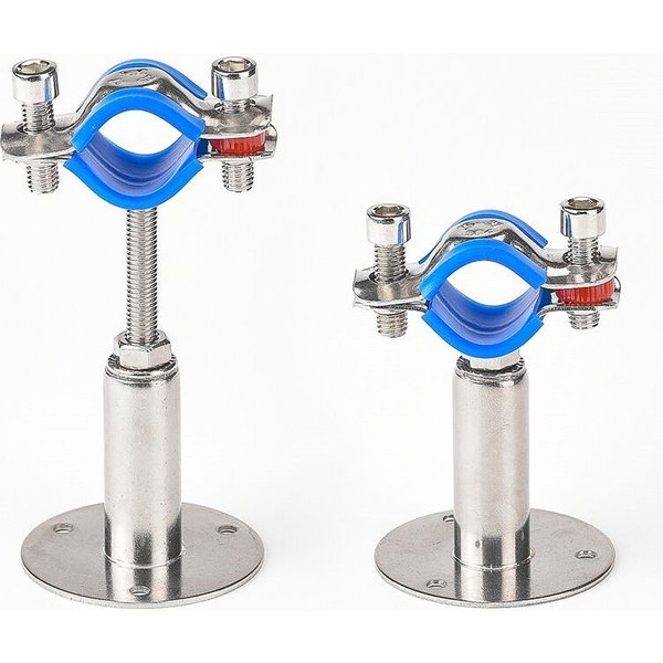 Support de pince de serrage de tuyau en acier inoxydable SS304, 15-89mm de diamètre extérieur, avec plaque de Base, longueur du pôle 30-50mm/50/100mm/ 100150 mm/150-200 mm