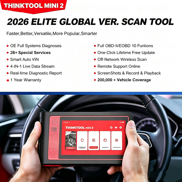 THINKCAR THINKTOOL MINI 2 2026 – Fahrzeugdiagnosegerät mit 2+32 GB Speicher, Bluetooth, CANFD, Auto-OBD2-Scanner mit 28 Reset-Funktionen, umfassender Systemdiagnose und kostenlosem Software-Upgrade