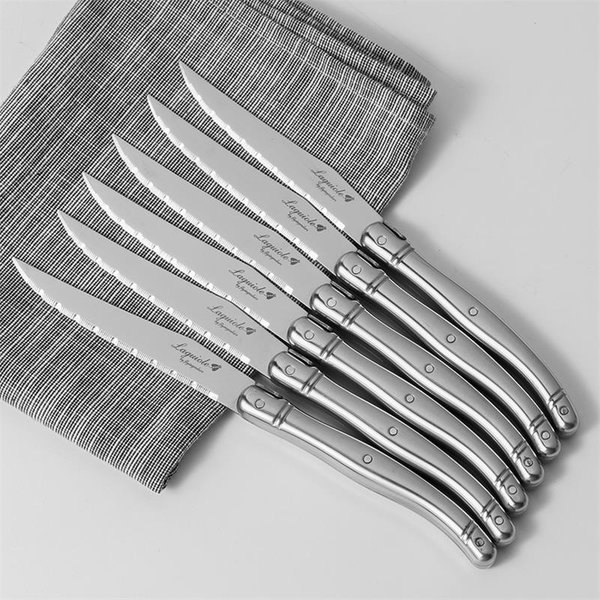 Ensemble de couteaux à steak Laguiole en acier inoxydable, manche creux, Queopaque Silver, vaisselle, couteaux de table, couverts de cuisine, 2-24 pièces, 9 po