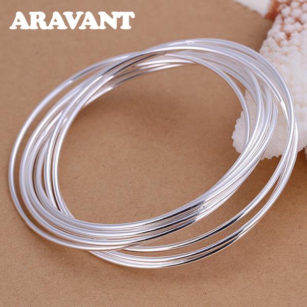 Aravant 925er Silber 10-Kreis-Dreifach-Ring-Armreif für Männer und Frauen, Modeschmuck