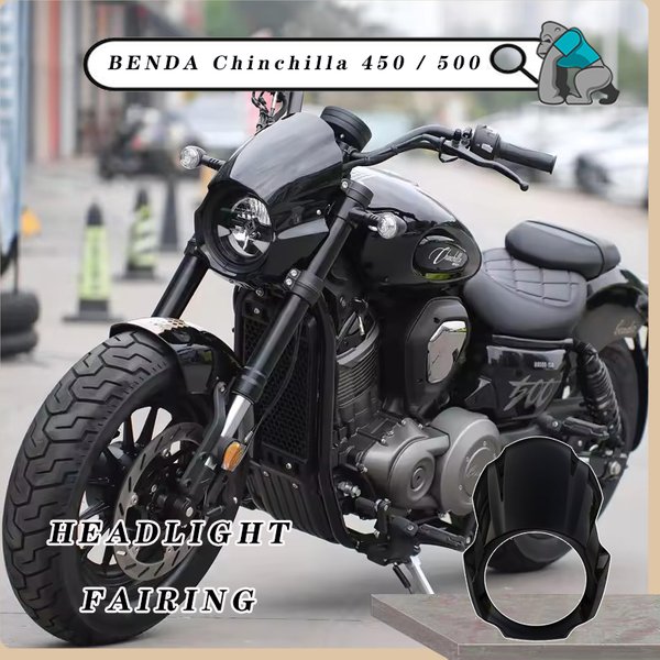 Owiewka motocyklowa BENDA Chinchilla 450 500, osłona reflektora z osłoną przeciwsłoneczną na zegary, przednia osłona, osłona przeciwsłoneczna, ochraniacz lampy.