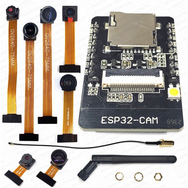 24pin esp32 cam mit ov2640 kamera modul kit 8mb psram 2,4g wifi 3dbi antenne 66 grad 850nm 650nm nachtsicht 2mp