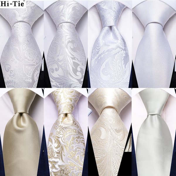 Weiß Splitter männer Krawatten Hanky Manschettenknöpfe Set Silk krawatten Für Männer Hochzeit Party Business Herren Krawatte 2022 Neue mode Marke Hallo-Krawatte