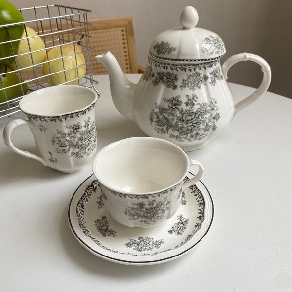 Ensemble tasse et soucoupe à café en céramique européenne pour salon, cuisine, table à manger, hôtel, bouilloire, tasse à eau, mug, artisanat, décoration intérieure