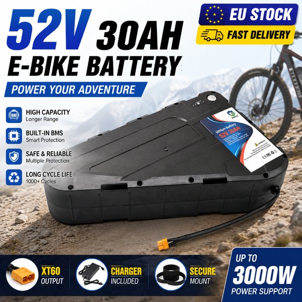48V 52V E-Bike-Akku 20Ah-40Ah Hochleistungs-Lithium-Akku für Elektro-Mountainbike Fatbike MTB 500W 1000W 2000W 3000W Motor Langstrecken-Stromversorgung Ersatzakku EU Polen Lager
