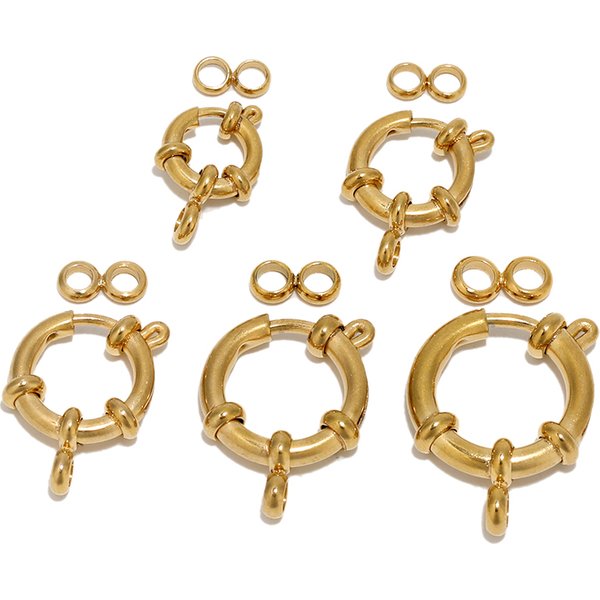 Fermoirs à anneau à ressort rond en acier inoxydable, 4 pièces, crochets de collier de clavicule, fabrication de bijoux, 8 connecteurs, fournitures de bracelets