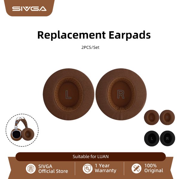 SIVGA Original Replacement Leather Ear Pads Skin-friendly Velvet Comfortable Full-size Earmuffs for LUAN (A Pair)