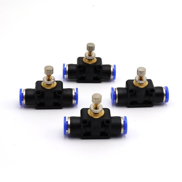 Valve d'accélérateur pneumatique, contrôle de vitesse, tuyau rapide, connecteur de raccord d'eau, raccords pneumatiques 4mm 6mm 8mm 10mm, 5 pièces