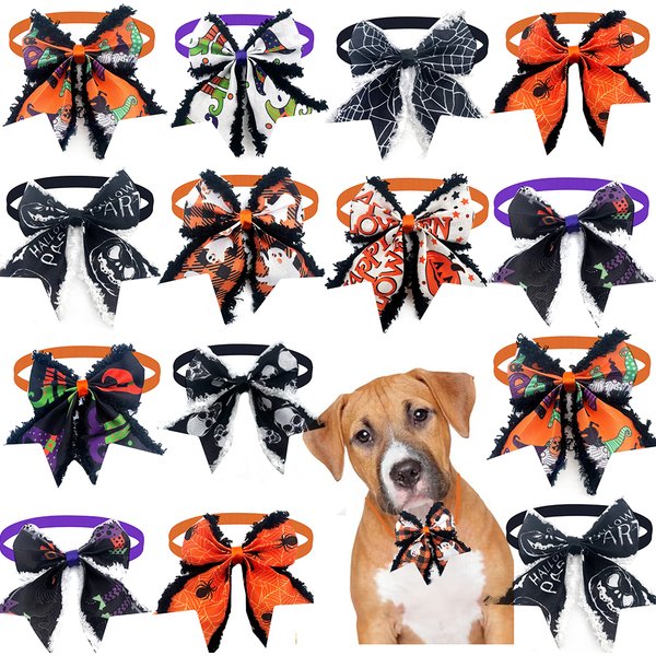 Noeuds papillon en peluche pour animaux de compagnie, accessoires d'Halloween pour chiens, fournitures pour animaux de compagnie, produit de toilettage pour chien, 50 pièces
