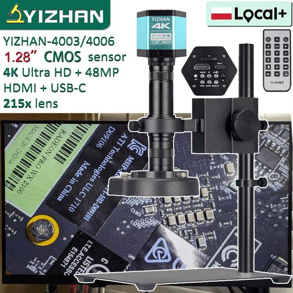YIZHAN Full 4K Digitalmikroskop zum Löten, 215-fache Vergrößerung, 48MP HDMI USB Mikroskopkamera mit IMX415 Sensor, Videomikroskop