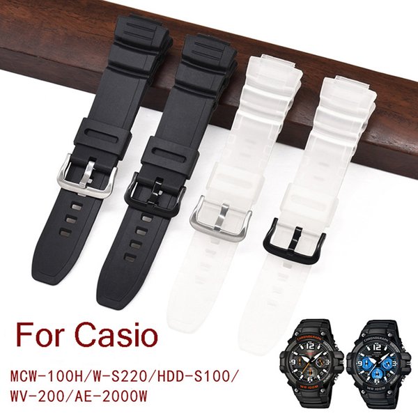 WatchSilicone Strap für Casio MCW-100H/110H/W-S220/HDD-S100 WV-200/AE-2000/2100 Harzarmband 16mm Uhrenzubehör
