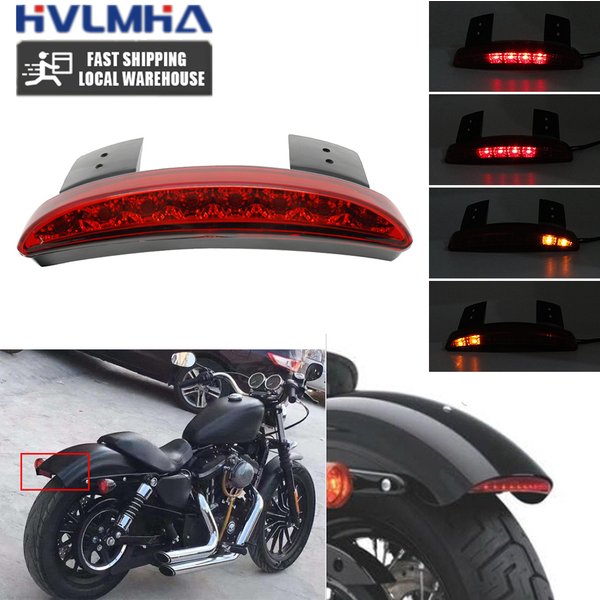 1x Motorcycle Chopped Fender Edge Tail Light Smoke Lens LED Red Stop Brake Rear Tail Light for Harley Sportster XL 883N 1200N