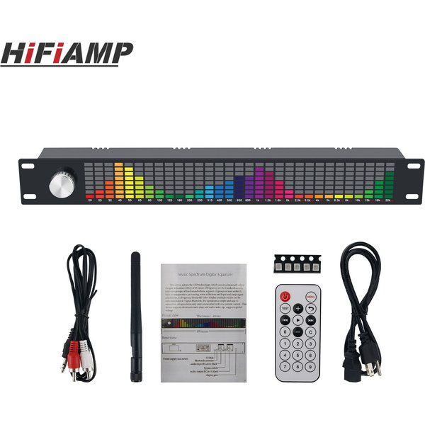 HiFiAMP Professional 31 Bands Music Spectrum Display Dual Channel 15 Bands Digital Equalizer with Remote Control