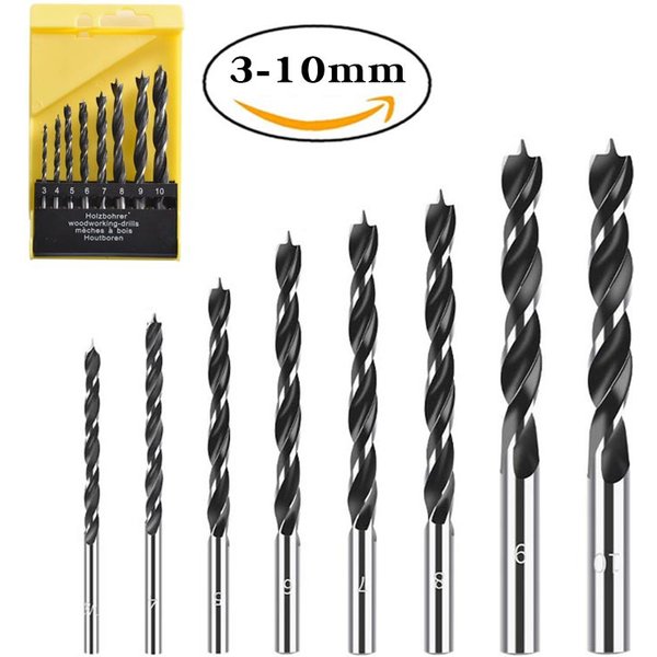 8 stücke 3-10mm Spiralbohrer Set Brad Punkt Holz Bohrer Bits Titan Beschichtet Holzbearbeitung Metall Bohren bit Werkzeuge